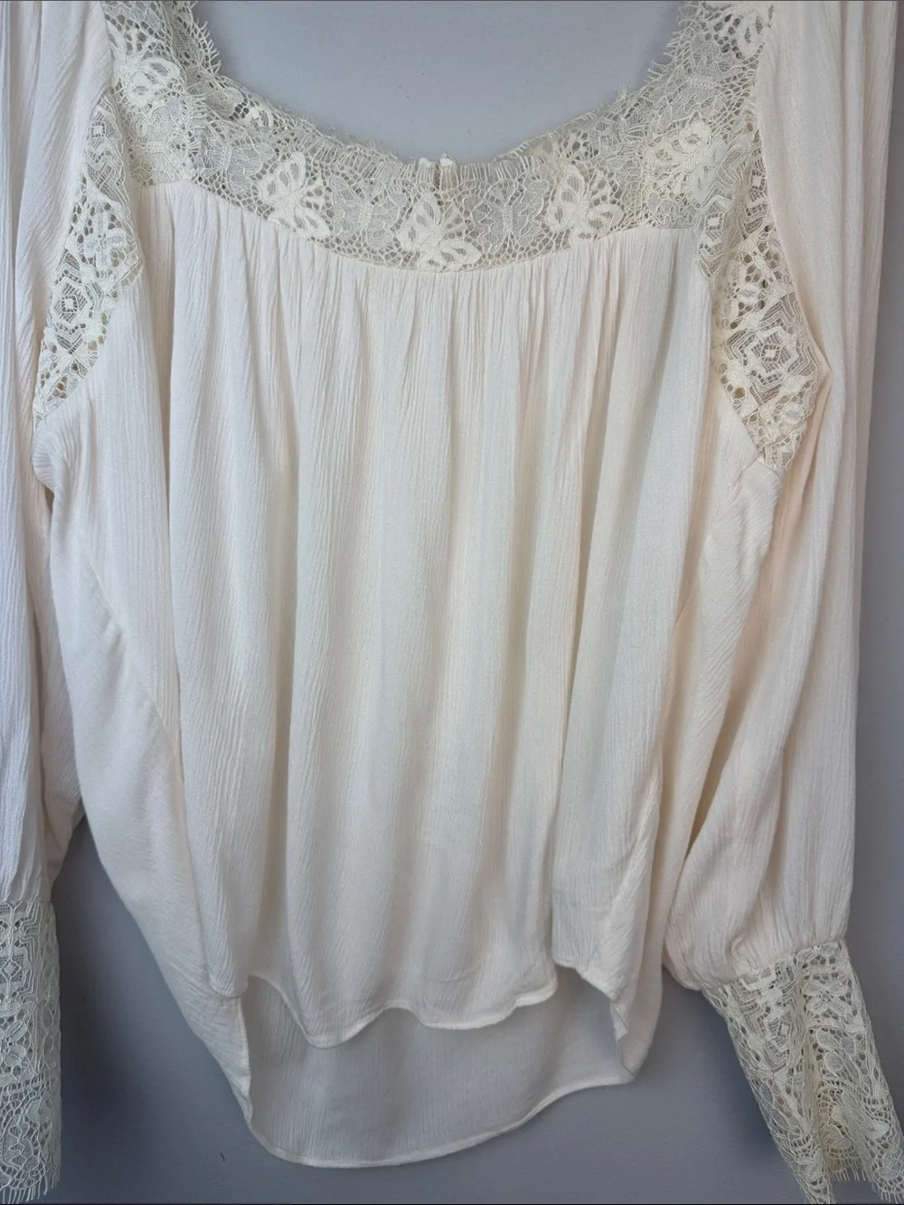 Free People Flutter by Top Medium Butterfly Lace Long Sleeves Whimsical Bohemian